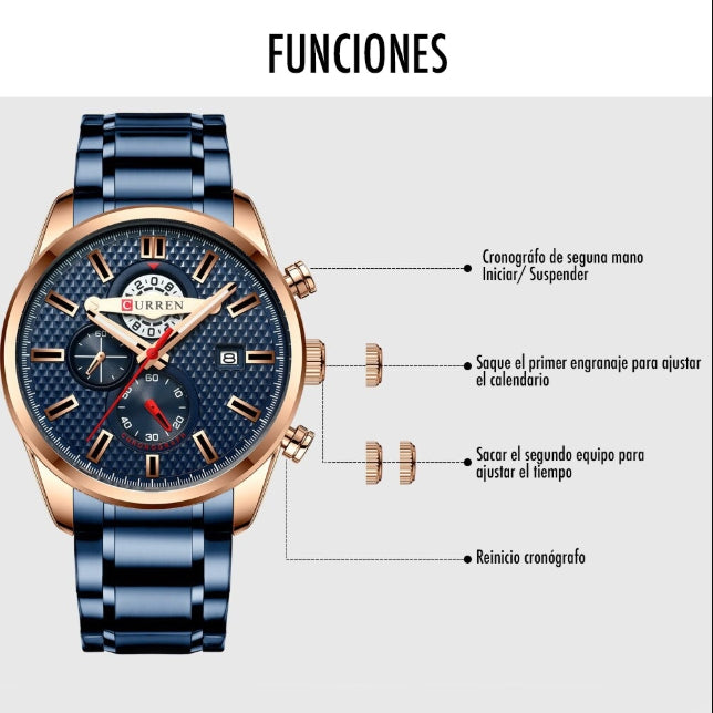 Reloj Curren 8329 Azul Cuero
