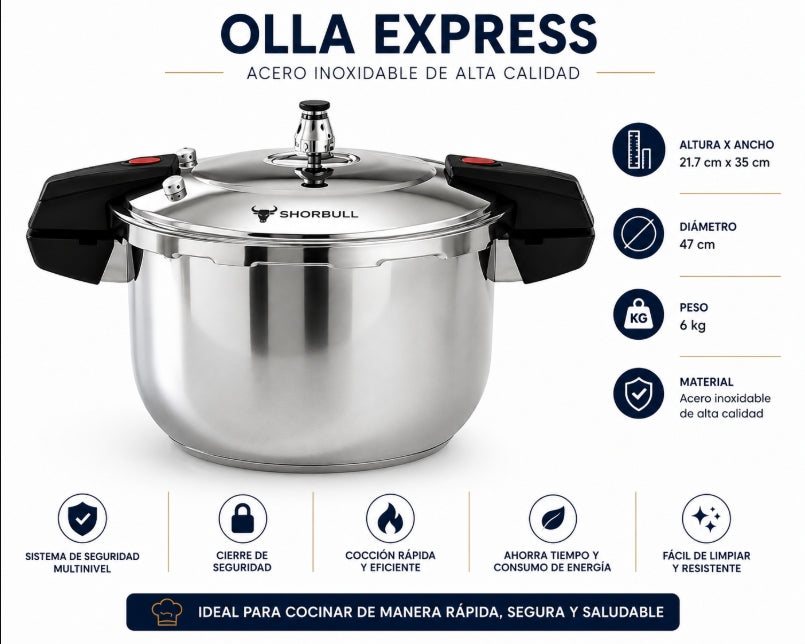 Olla Express 14 Lt Shorbull Acero Inox