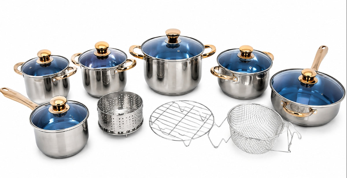Set De Cocina 15 Piezas  Acero Inox
